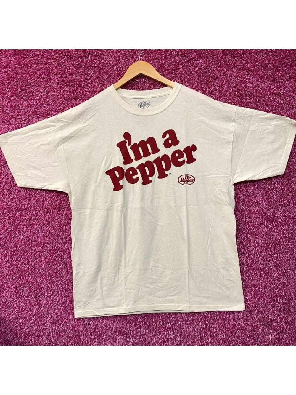 Tee Luv Dr Pepper "I'm a Pepper" Cream Graphic T-Shirt XL